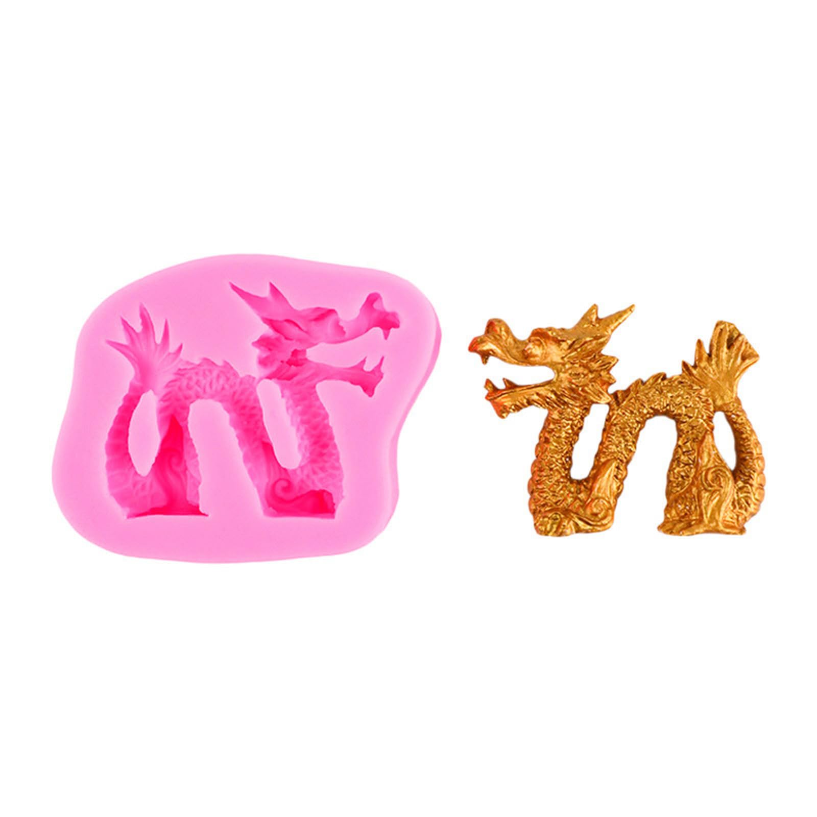 Buxuaaaa Silicone Baking Mold Dessert Molds Delicate Fondant Dragon Shaped Chocolate Dessert Molds Silicone Baking Gadget Suitable for Party Decorations