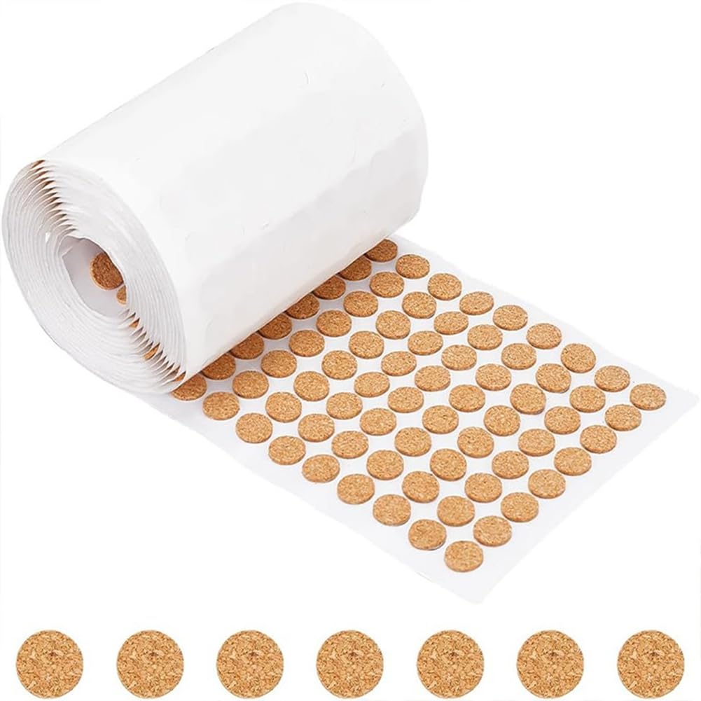 Hndhbfgrt Cork Dots 12.5mm X 1.5mm 3x1400pcs Flat Round Adhesive Cork Circles for Cabinet for Table Top Item Scratch Protection