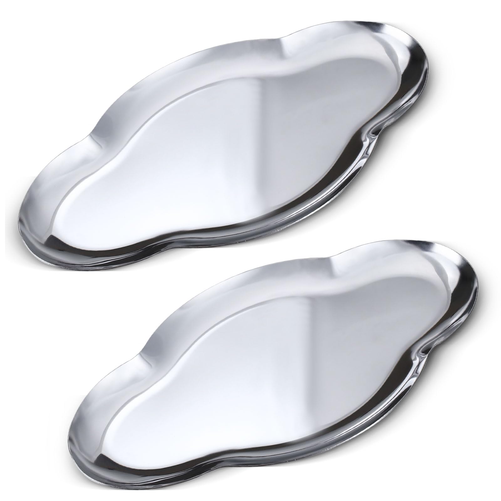 Modixun 2Pcs Stainless Steel Jewelry Tray, 23cm Cute Cloud Bathroom Decorative Tray Trinket Dish, Ring Dish Vanity Tray for Perfume Key Candle Aesthetic Room Decor (Silver)