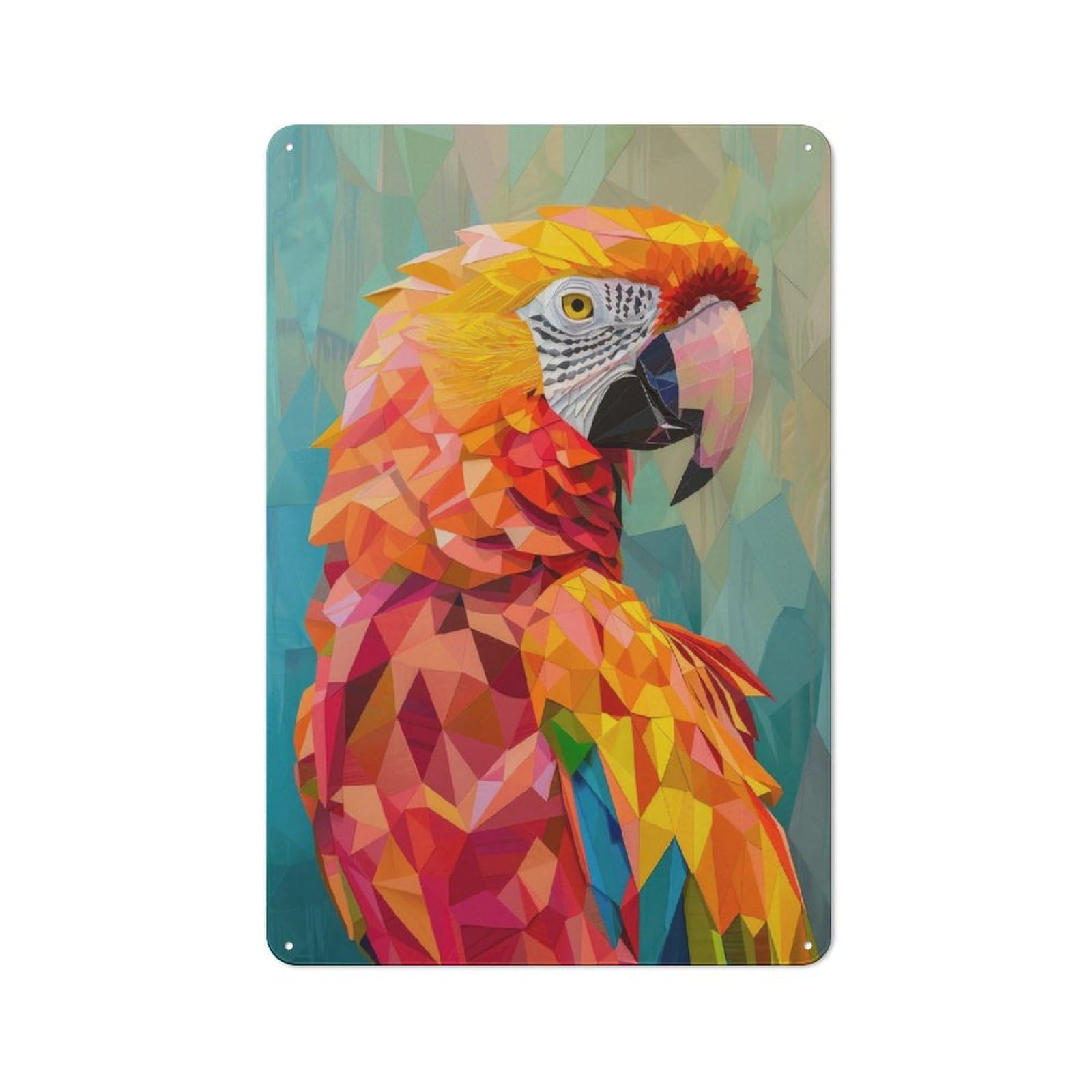 Junmoney Geometric Parrot Tin Wall Plaque 30X20cm With For Home Office Or Studio, For Metal Sign Collectors, For Garage And Workshop Walls