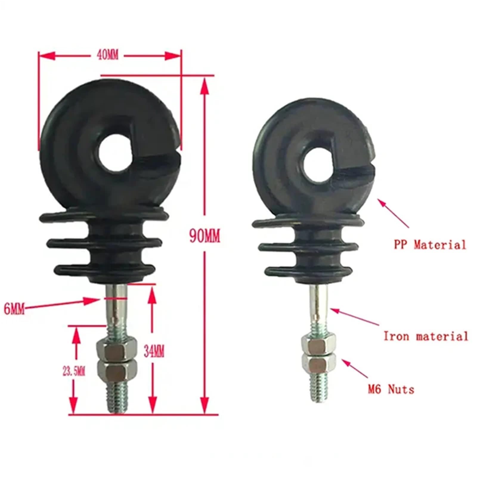 100 aisladores de postes madera galvanizados y atornillados con rosca negra for cercas eléctricas ovejas, perros, caballos ganado para Valla eléctrica