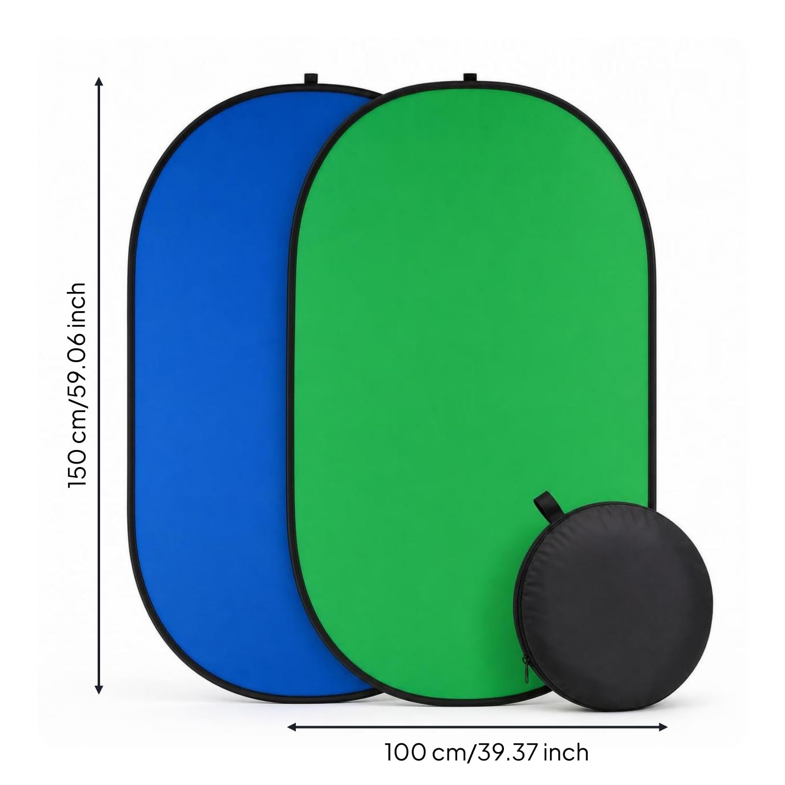 Pannello Sfondo Pieghevole Doppia Faccia Sfondo Pieghevole Chromakey Schermo Verde con Custodia per Operatori Fotografici, 100 150cm, style to 1