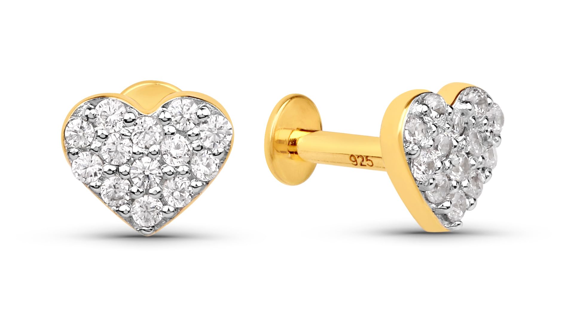 ROOVI 925 Silver Heart Cartilage Second Stud Piercing Earrings Flat back I Certificate Of Authenticity and 925 Stamp | 6 Month Warranty | Diwali Gifts for Women & Girls (B0CSPHL4J5) Amazon Price History, Amazon Price Tracker