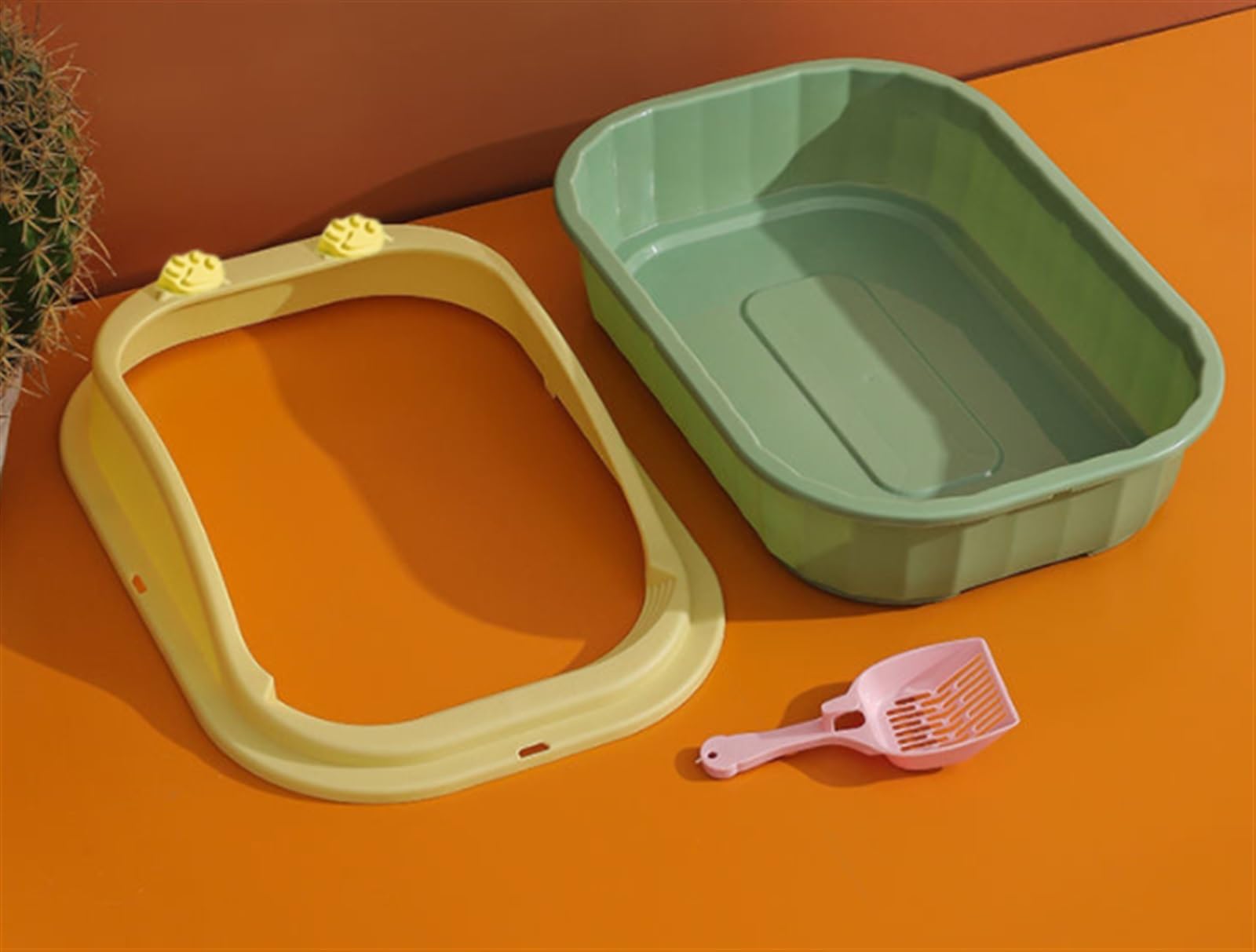 Kuwety dla Kotów LitterBox Otwarta Kuweta Dla Kota Z Wysokim Bokiem, Odporna Na Rozpryskiwanie Kuweta Dla Kotów, Toaleta Dla Kotów Z Szufelką Do Przesiewania Żwirku Bez Bałaganu(Purple)