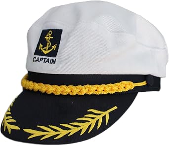 Adult Yacht Boat Ship Sailor Captain Costume Hat Cap Visor Navy Marine Admiral