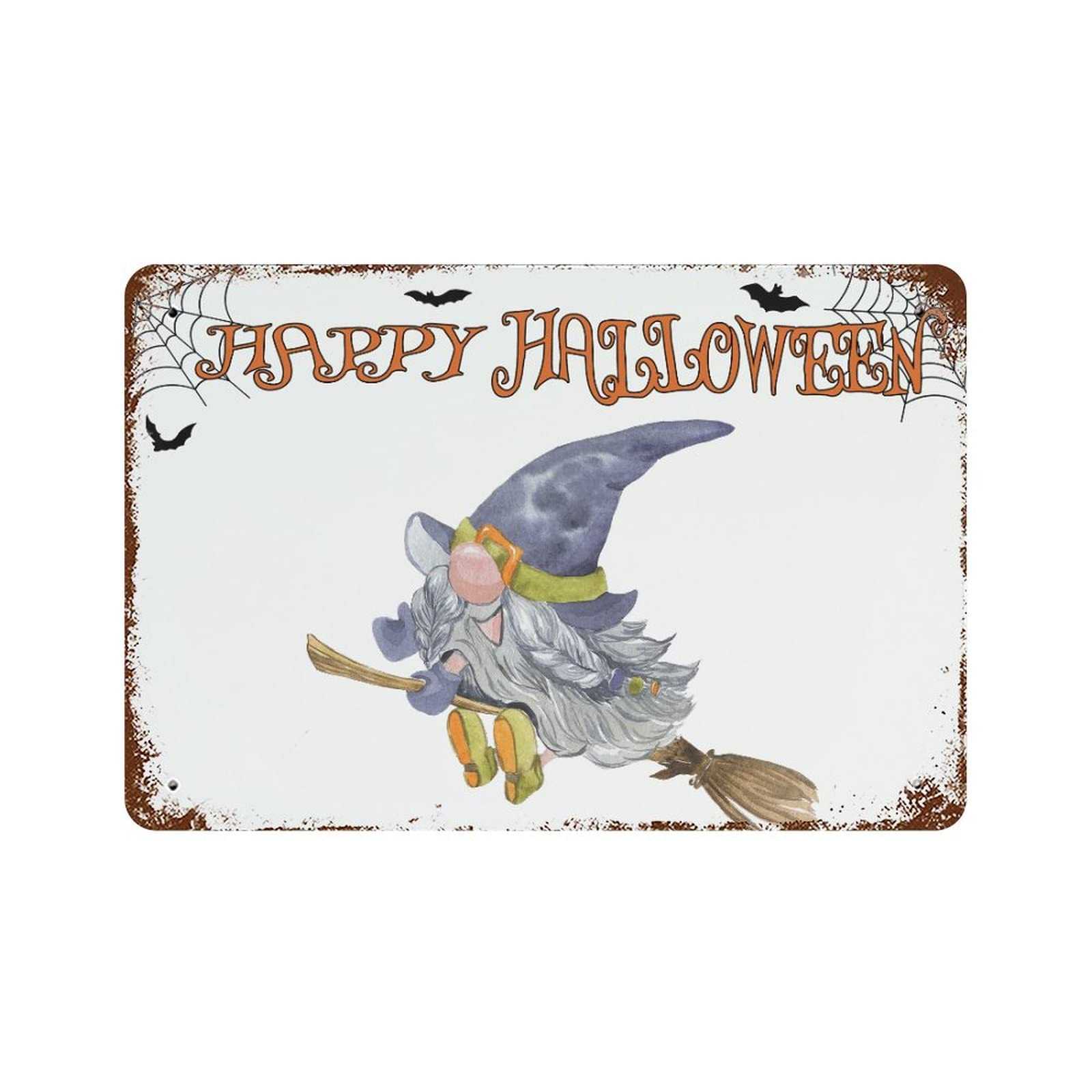 Lanterne d'horreur et citrouilles sur panneau aluminium Happy Halloween pour deco de jardin
