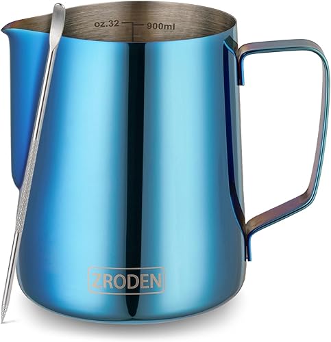 Jarra de espuma de leche, jarra de vapor de espresso de 32 onzas, accesorios para máquina de café capuchino de acero inoxidable, herramientas de