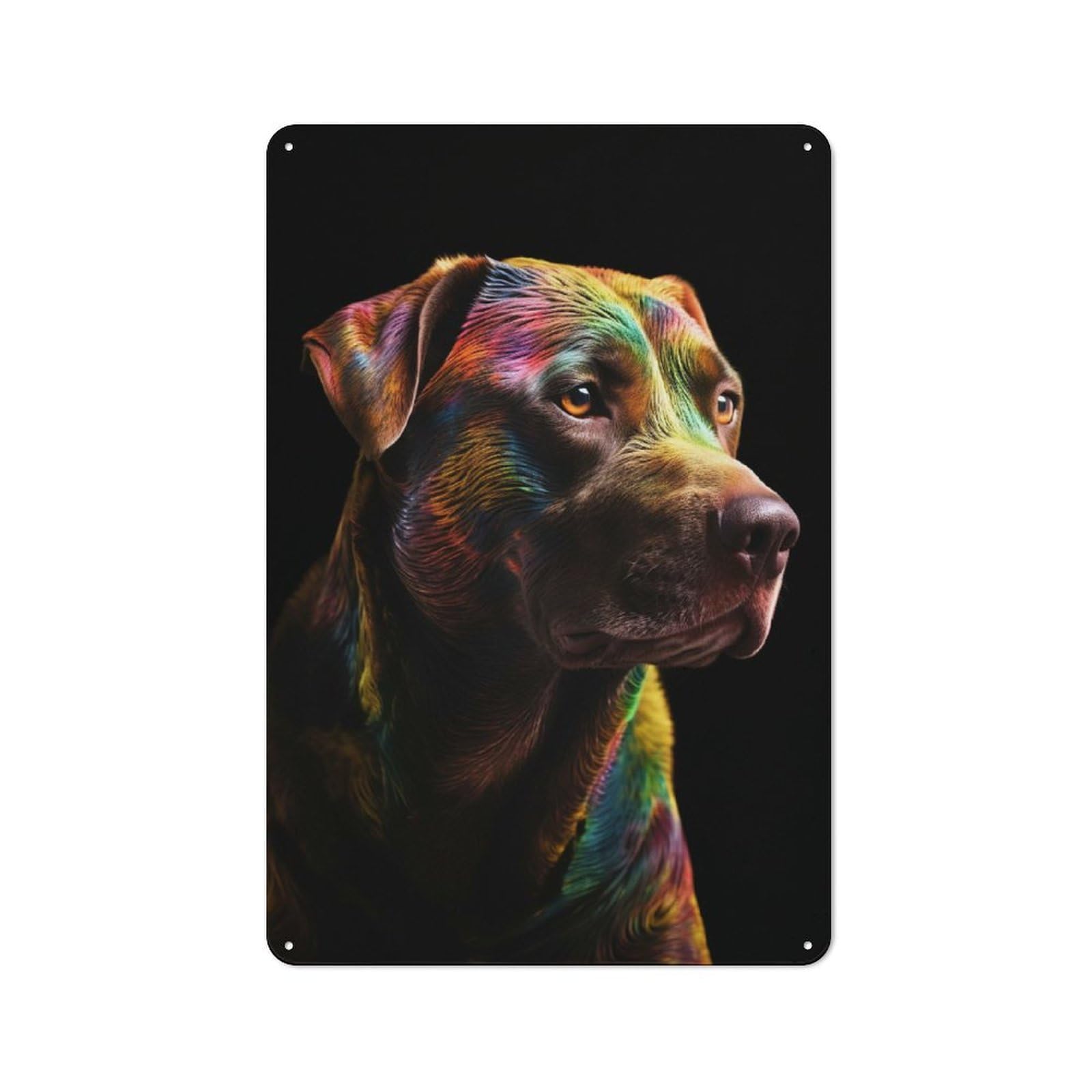 Junmoney Style-23 Colorful Dog Decorative Metal Plaque, Easy To Hang Plaque For Garden Shed, Covered Patio, Kitchen Or Hallway, 30X20cm