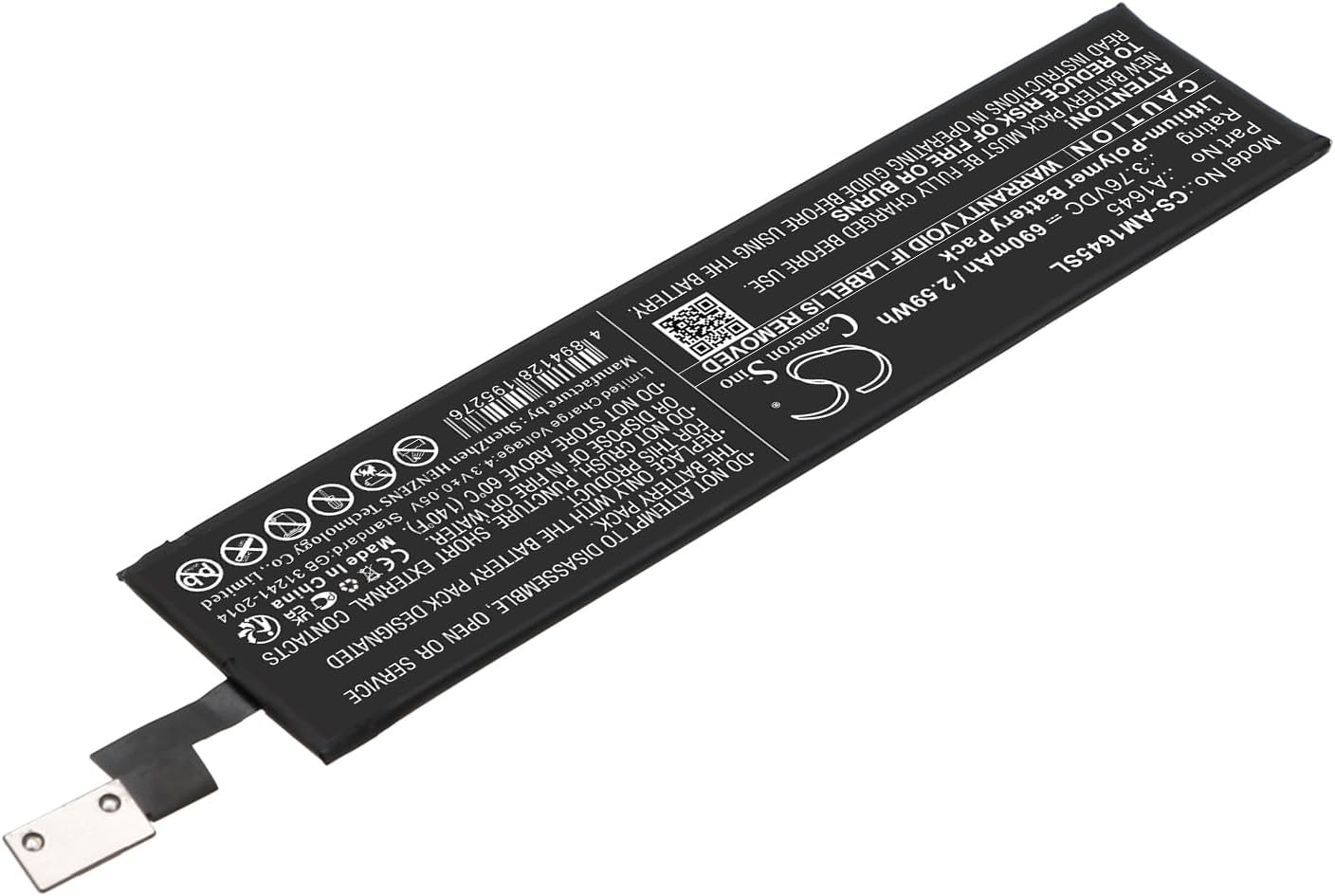 CS Cameron Sino 790mAh / 2.97Wh Replacement Battery for (Apple) A1644, A1843, Magic Keyboard 2 Wireless, Magic Trackpad 2 Keyboard con, MLA22B/A, Magic Keyboard, A1645, 210000004542