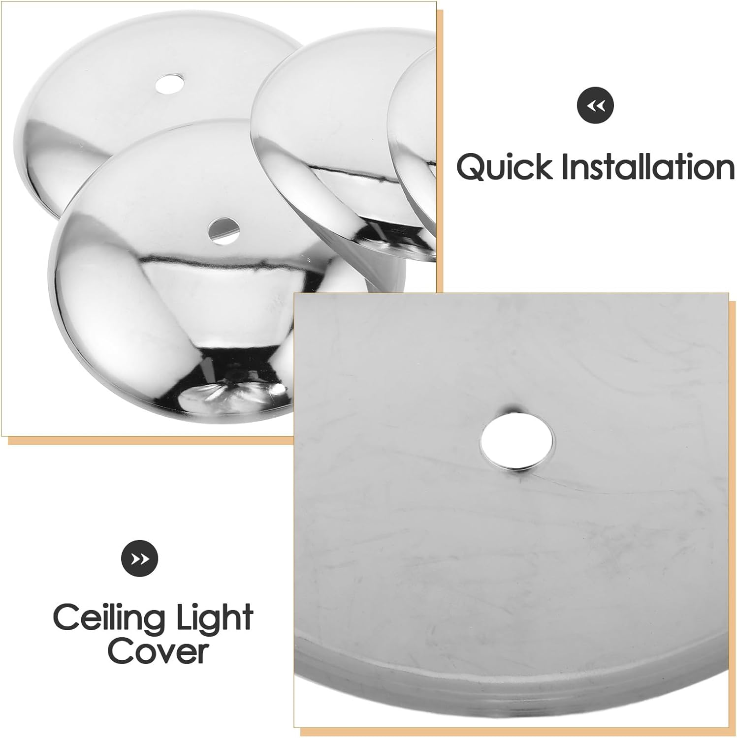 FUOYLOO 4pcs Ceiling Canopy Cover Plate for Chandeliers and Pendant Lights Metal Ceiling Light Fixture Cover for DIY Lighting Projects Home Lamp Accessories 4.7" Dia, 0.4" Hole