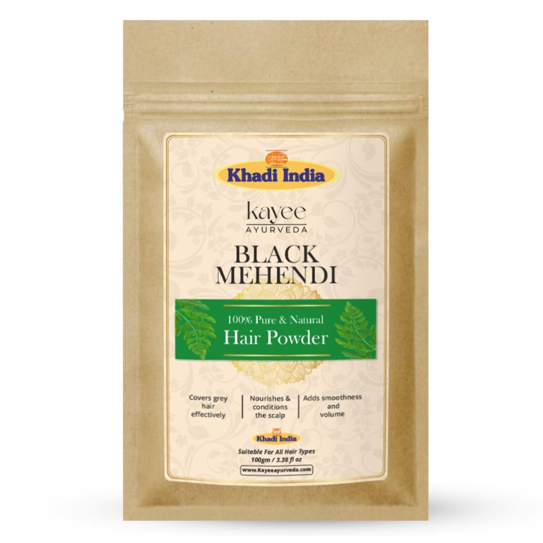 Khadi Kayee Ayurveda Black Mehndi Powder for Hair | Natural Henna for Dark Black Hair Coloring & Mehndi Designs | Chemical-Free Herbal Henna - 100GM-image-14