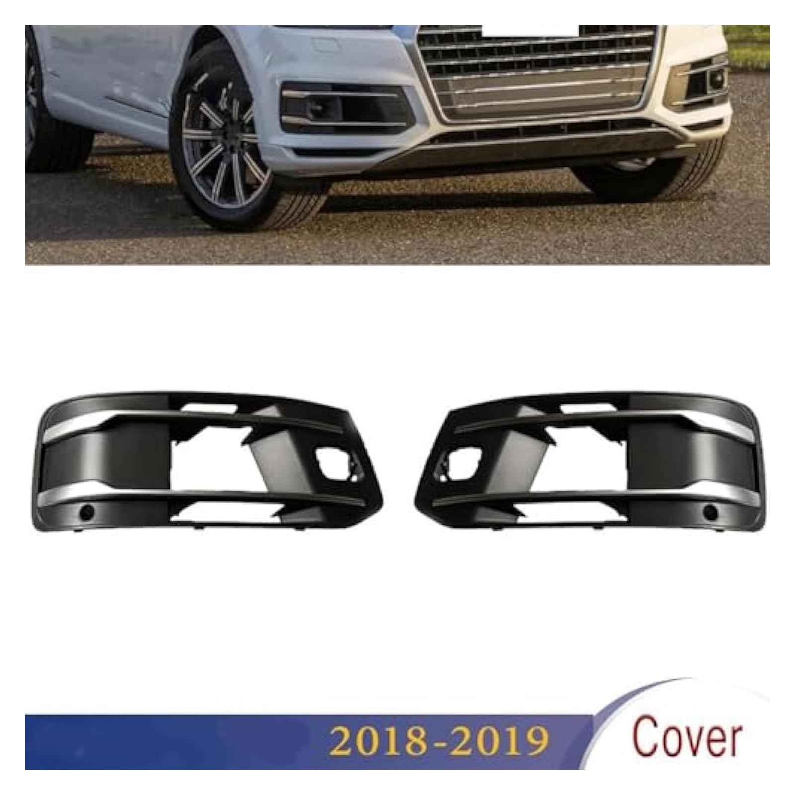 Für Q7 2018 2019 4M0807681 4M0807682 Auto Nebel Lampe Rahmen Gitter Front Stoßstange Unteren Licht Kühlergrill Niere Grille Front Nierengrill Grills(1 Left)