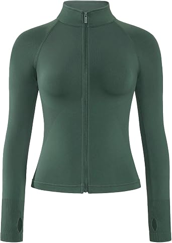 AUROLA Influence Athletic Workout Jacket for Women, Lightweight Slim Fit Full Zip Running Yoga Sports Jacket with Thumb Holes