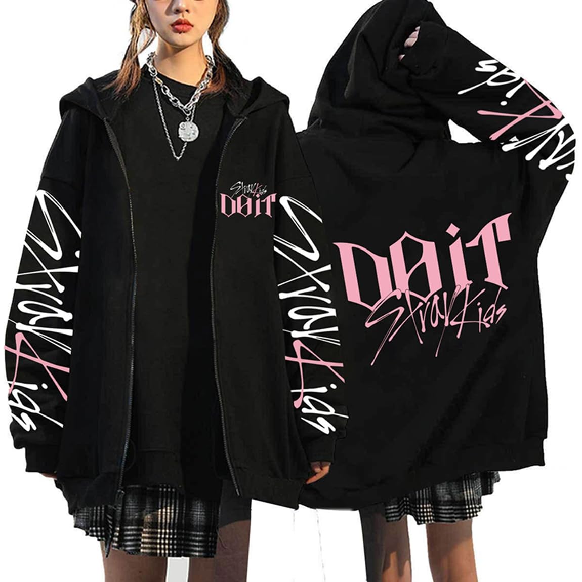 Veste Hoodie Zip Streetwear Stray DO IT – Sweat à Capuche Y2K Gothique avec Imprimé BangChan Lee Know Changbin Hyunjin Han Felix Seungmin I.N