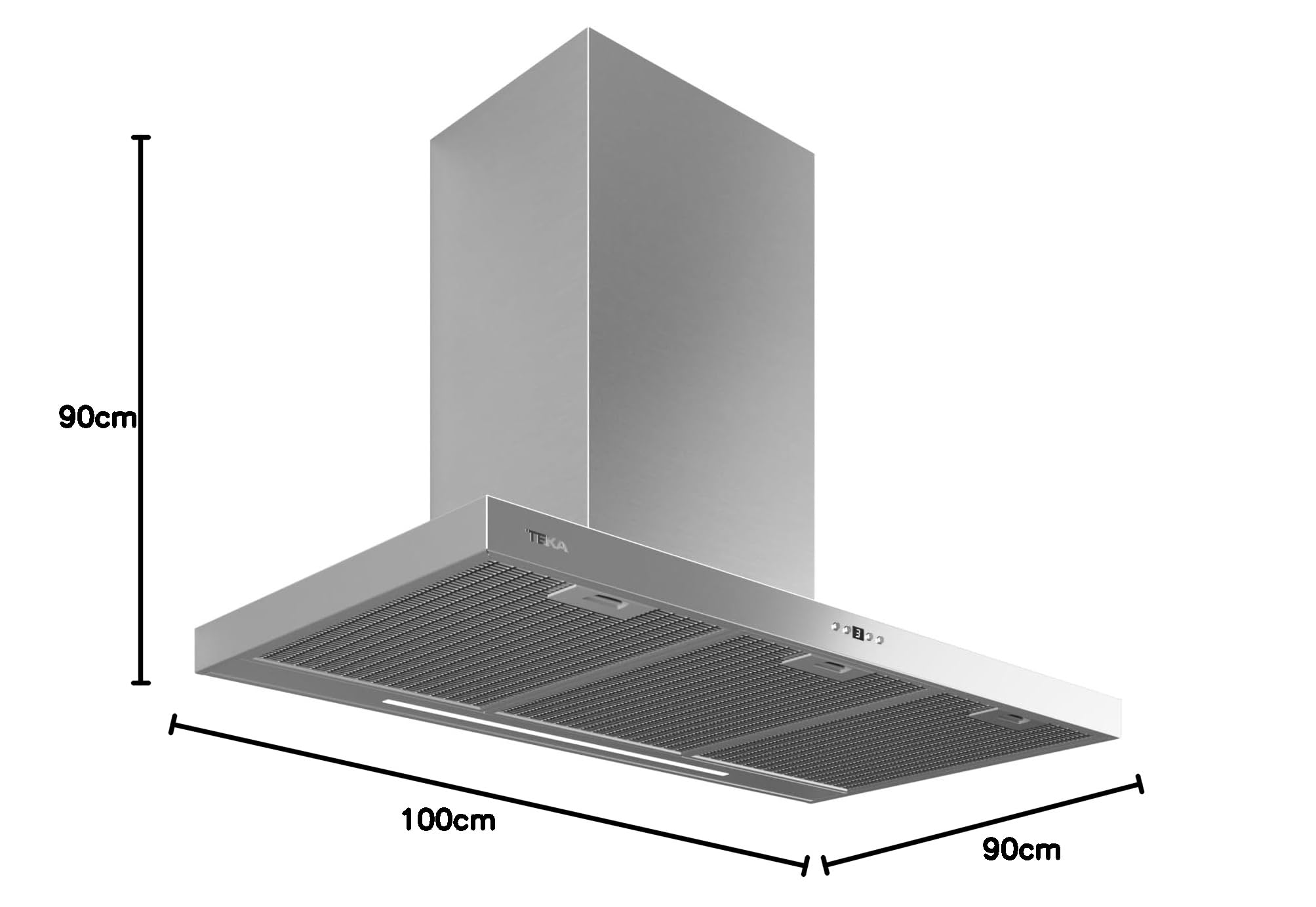 TEKA Campana Extractora de Pared 90 cm, 4 Velocidades, Motor Doble Turbina EcoPower, Iluminación LED, Acero Inoxidable, DSH 986