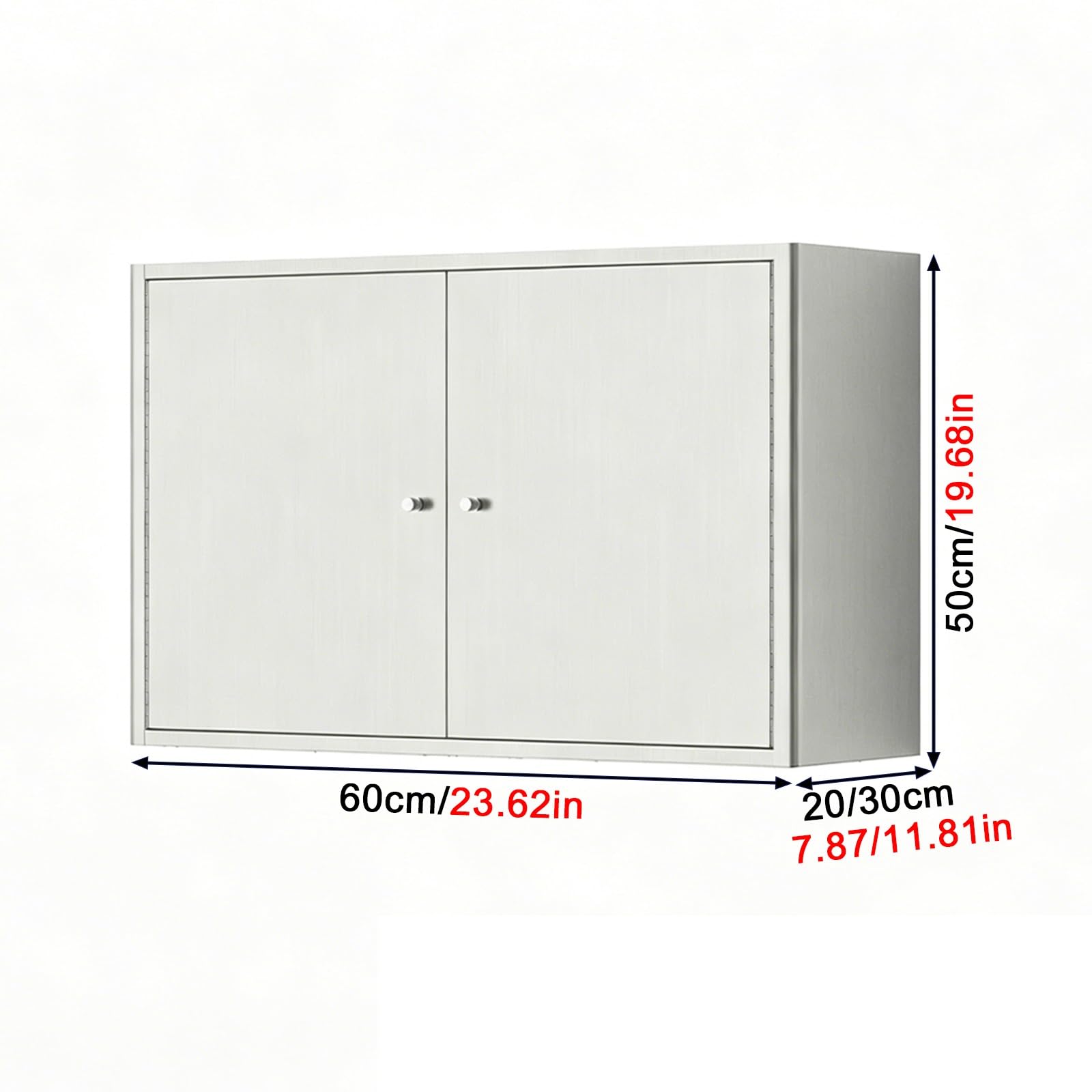 Armoire De Rangement Garage Métallique Acier Inoxydable Étagères Réglables | Design à Double Porte, Meuble Cuisine Rangement Murale, pour Toilette Salon Atelier(60x50x20cm)