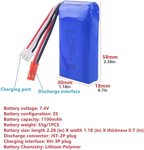 Miniatura 2 de sea jump 2 unids 7.4 V 1100 mAh batería de litio+2 en 1 cargador convertidor para WLtoys A949 A959 A969 A979 S989 V912 T23 T55 F45 A320 A321 RC
