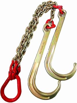 Obstacle Car Towing Rope Trailer Hook - J Type Hanging Chain Double Hook, 4T/5T Transport Tow Chain Truck Up Lanyard, Brake Rope Trolley HangingA1