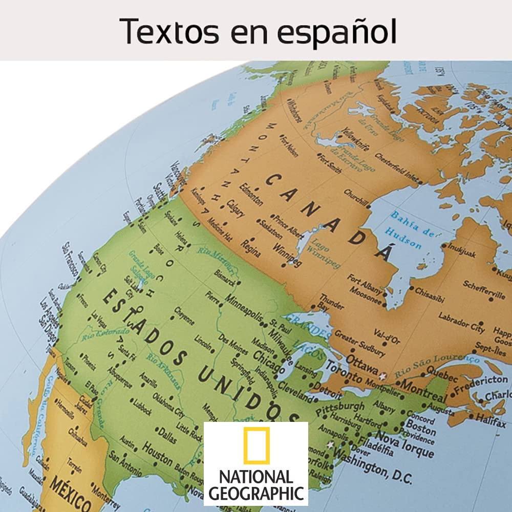 Tecnodidattica, Globo Terráqueo NATGEO Beginners 30, Cartografía Política oficial National Geographic Beginners, Giratorio, Texto en Español, Diámetro de 30 cm