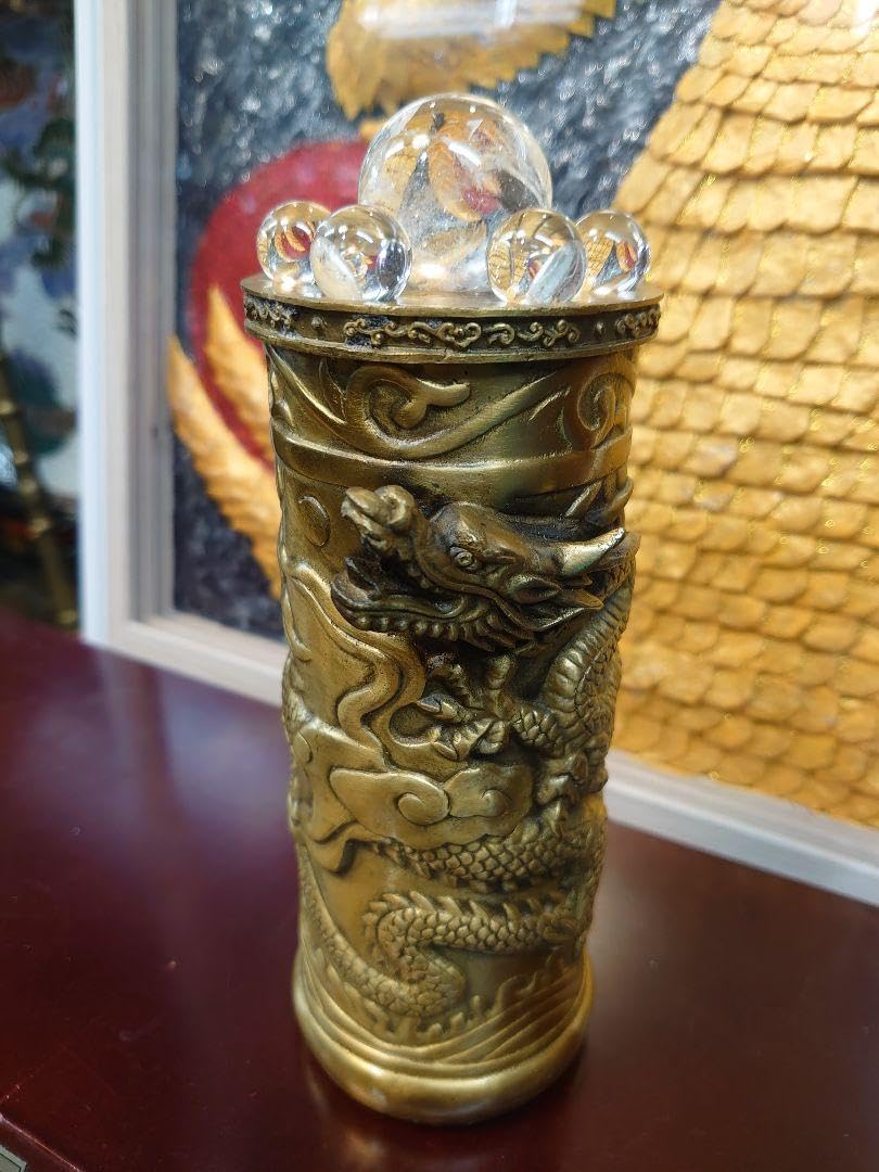 Amazon.co.jp: 昇龍 龍 龍神 開運 水晶風水陣 小物入れ （真鍮製 