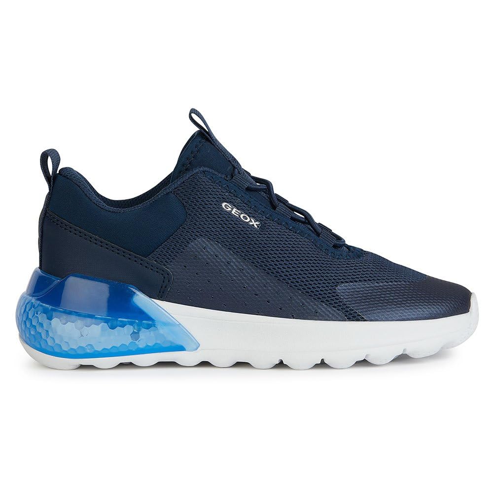 Geox J Activart Illuminus Sneaker, Navy Blue, 1 UK