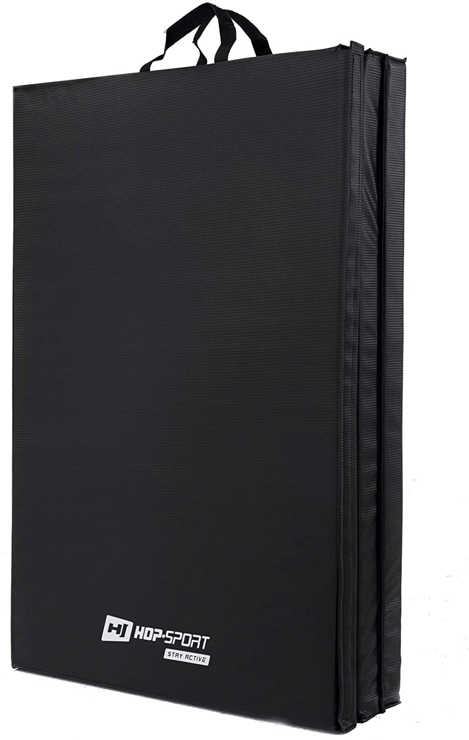 Hop-Sport Turnmatte klappbar - Bodenweichmatte für zuhause 183x90x5cm - Fitnessmatte, Gymnastikmatte mit Tragegriffen und Klettverschluss Dicke 5cm - Schwarz