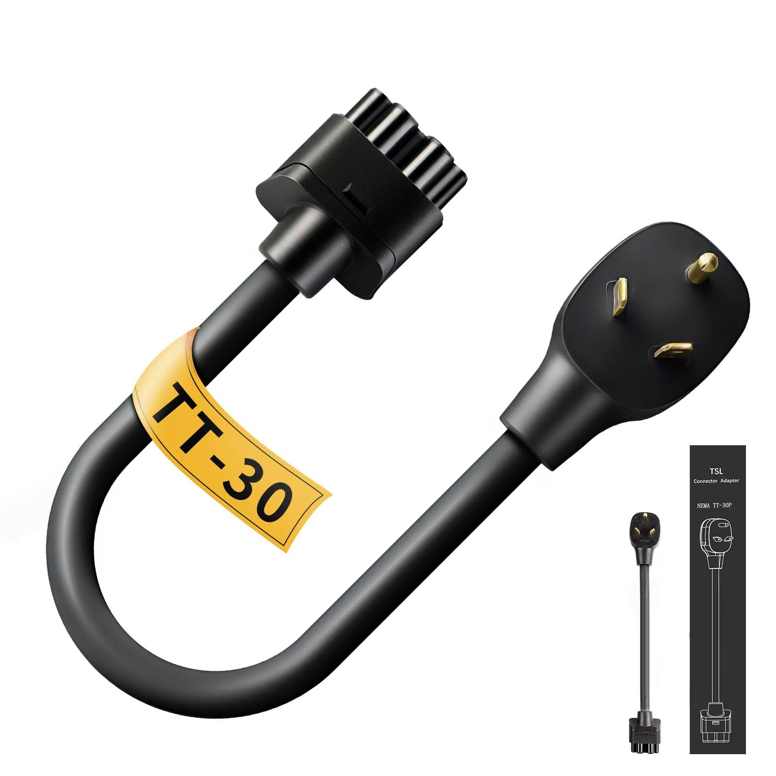 tesla 16 inch nema tt-30 adapter, 240v 24 amp nema tt-30 adapter for tesla gen 2, heavy-duty 17.5mm thick cable, fast charging for tesla model s, 3, x, y - safe and durable (tt30,16 inch)