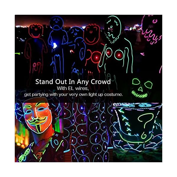 Ait el wire kit 9ft, portable neon lights for parties, halloween, diy decoration (5 pack, each of 9ft, red, green, pink, blue, white) - image 6