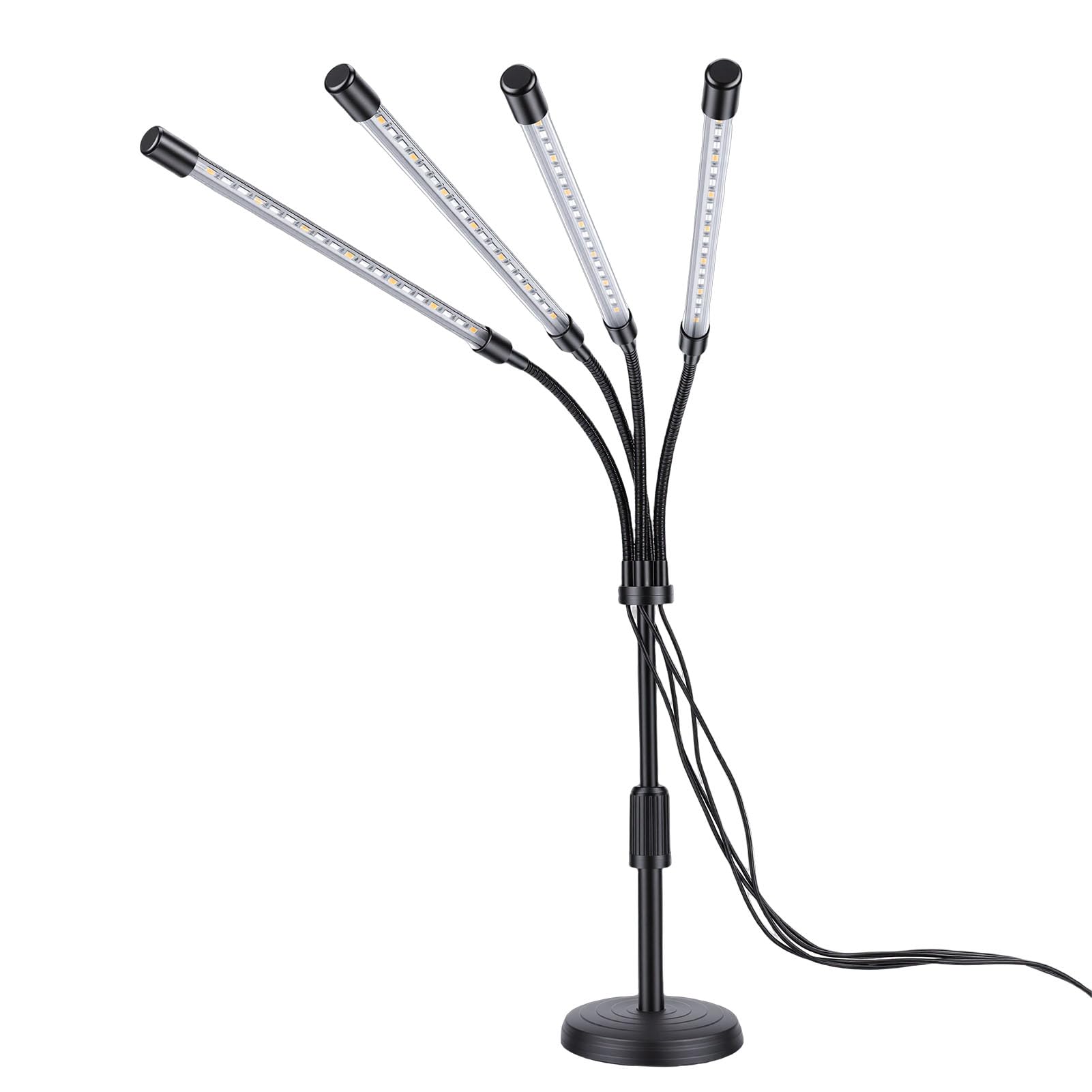 Chrees LED allevare Luci 4 Teste Lampada di Crescita Piante a Spettro Completo con Luminosità Regolabile per Piante D'Interno, Materiale in Alluminio (Supporto da scrivania 4 teste