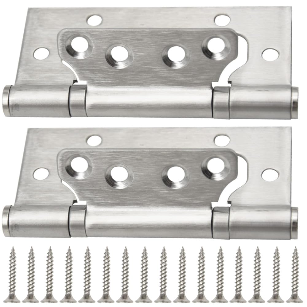 CEEYSEE 2PCS Door Hinge Stainless Steel Ball Bearing Butt 4 Inch Door Flush Hinges for Door, Cabinets and Wardrobes (4in-ZMHY)