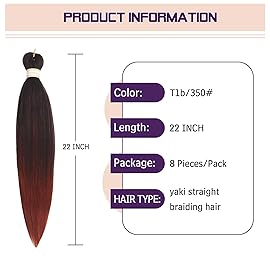 Beyond Beauty Braiding Hair pre stretched, Braids Synthetic Fiber Ombre Yaki Texture, Natural Easy Twist Braids Crochet Hair Hot Water Setting hair extensions