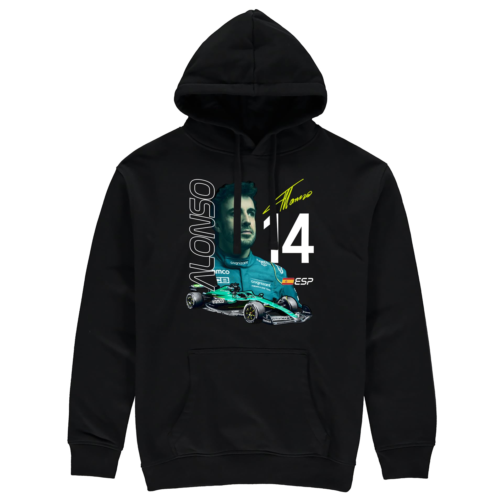 Partisan Alonso F1 Hoodie - Black (UK, Alpha, XS, Regular, Regular, Black)