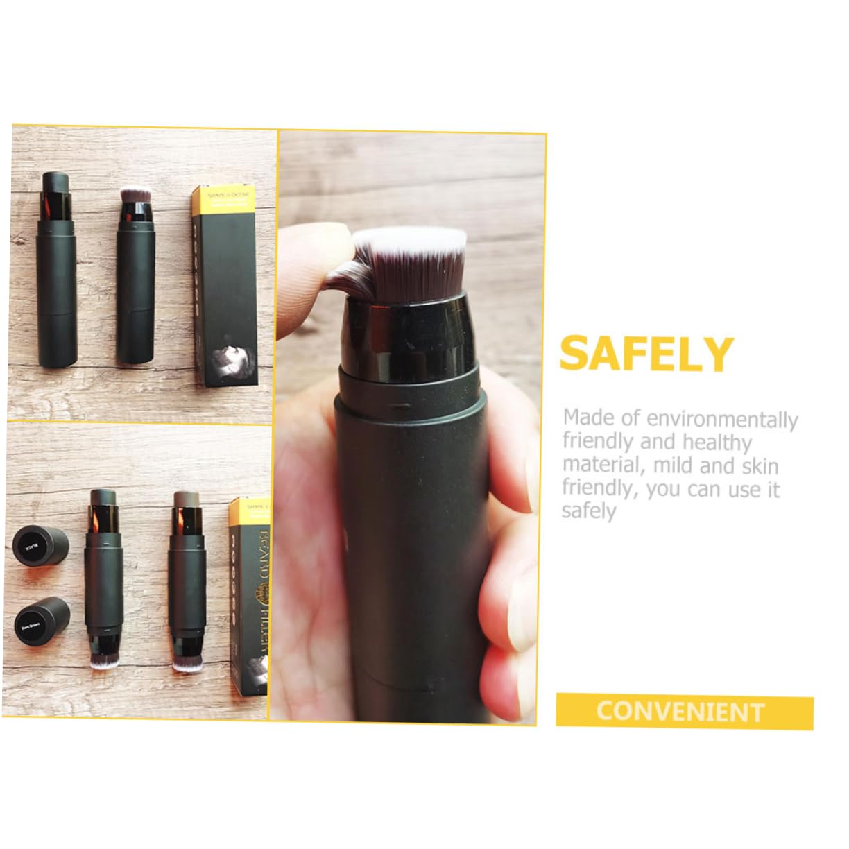 DOITOOL 2pezzi Stick Riempitivo Per Barba Strumento Di Modellazione Per Uomini Facile Da Trasportare Design Con Pennello e Materiale Resistente Scuro