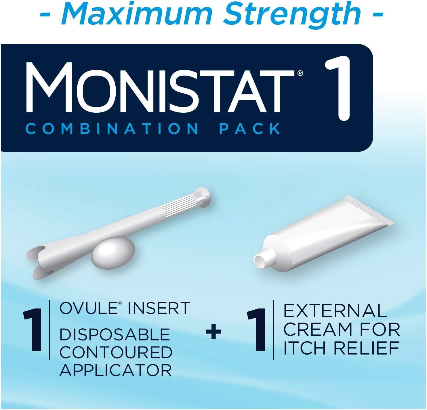 Monistat 1-Dose Treatment, 1 Ovule Insert & External Cream (Pack of 2)