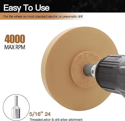 Miniatura 4 de Tucana Rueda de goma para borrar, herramienta para quitar calcomanías y adhesivos, quitar rayas, calcomanías y gráficos en automóviles, casas