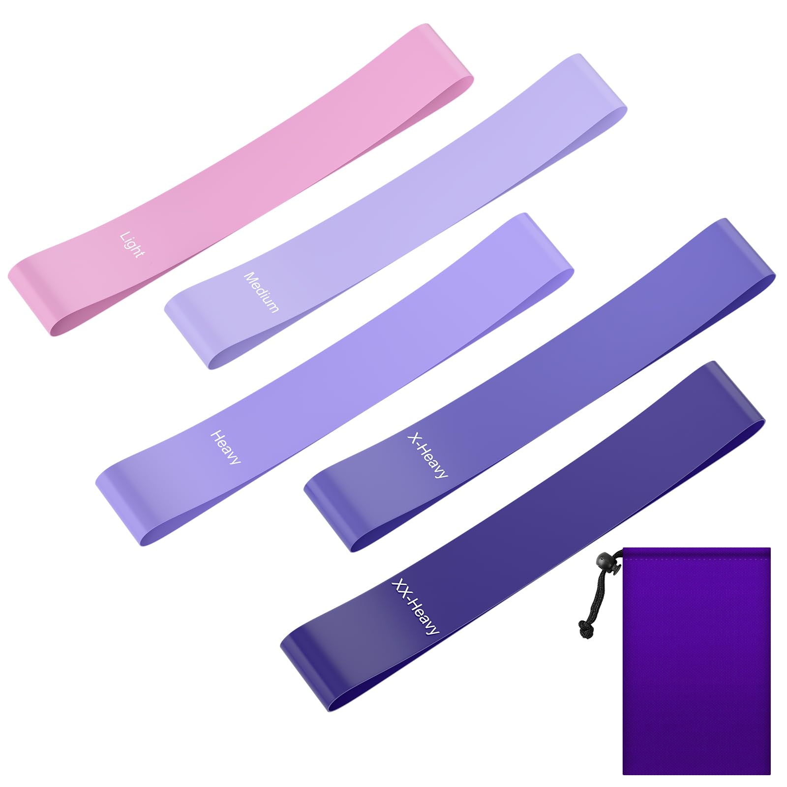 Bande Elastique Musculation Lot de 5 avec 5 Niveaux de Résistance Différents, Sac de Rangement, Fitness