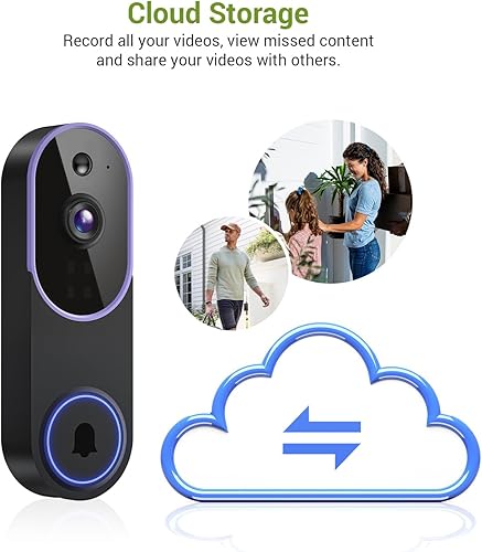 Miniatura 6 de Cámara de timbre de video inalámbrico 1080P, cámara de vigilancia inteligente para exteriores, vista en vivo FHD, almacenamiento en la nube,