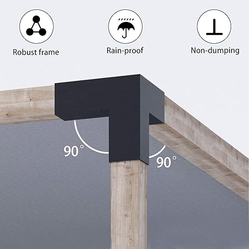 Miniatura 5 de TROPTOLKY Kit de soportes para pérgola 4 x 4, soportes de esquina de carpintería con recubrimiento de polvo de 3 vías, 2 hombros de soporte y 2
