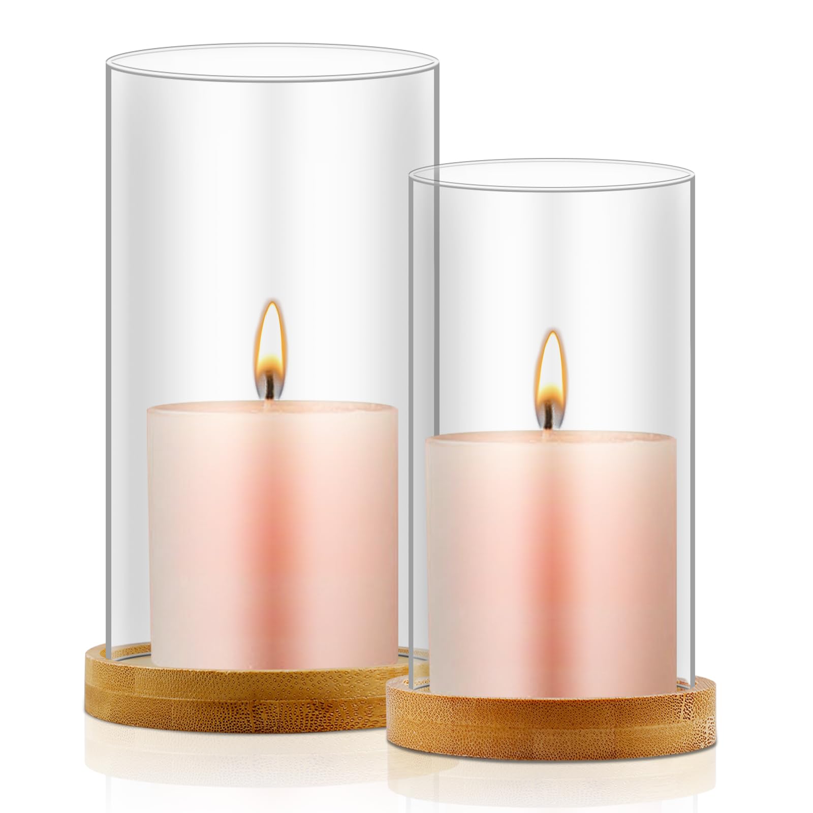 Portacandele Cilindrici,2 Pezzi Portacandele In Vetro Con Terra,Porta Candele Da Tavolo,Porta Candele In Vetro Trasparente Per Candele,Decorazioni,Matrimoni,Trasparente (85 * 150mm+95 * 200mm)