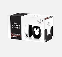Vista 3 de JoyJolt Disney - Juego de copas de vino sin tallo de lujo de Mickey Mouse. 2 vasos de cristal europeo para beber. Artículos navideños premium