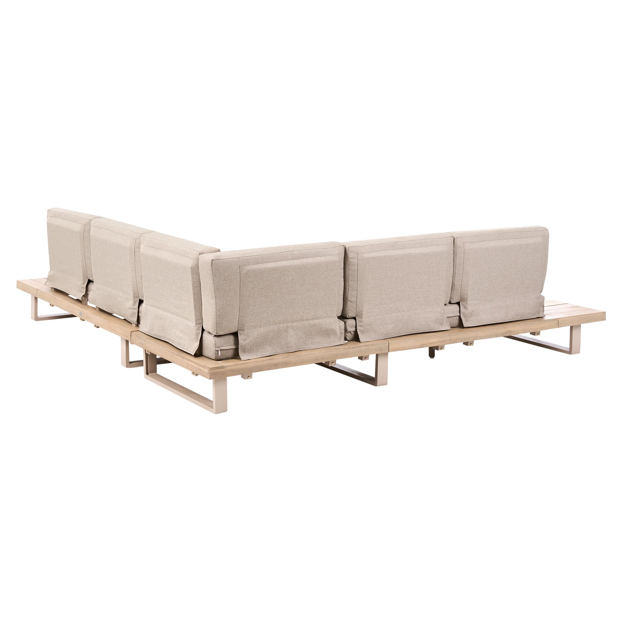 Beliani Lounge Set 5-Sitzer FSC Akazienholz Hellbraun mit Auflagen beige Taupe Mykonos
