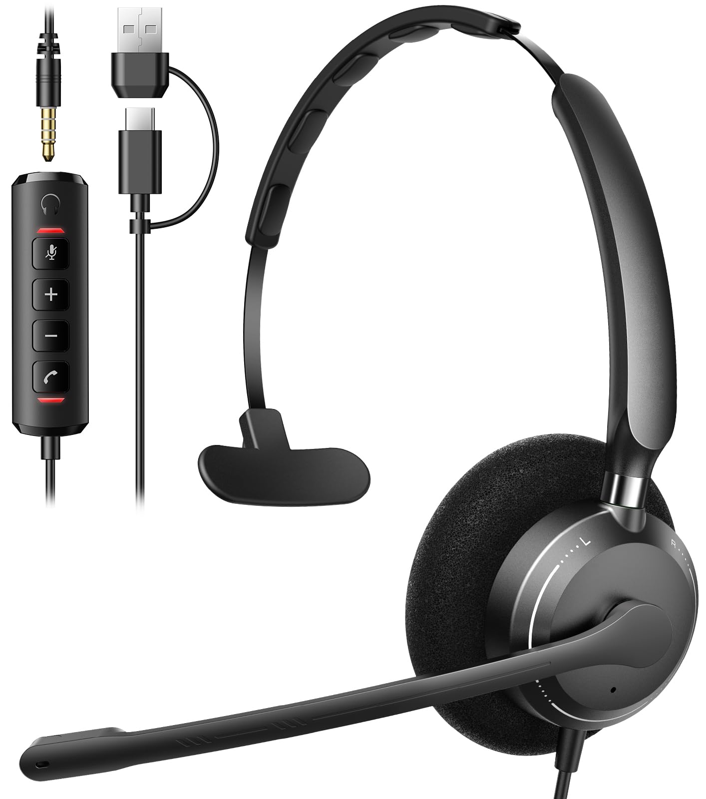 USB Headset with Microphone for PC, Computer Headset with Microphone | Wired Headset with Mic for Work Laptop Call Center, Works with Teams, Zoom & Google Meet-image-37