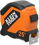 Klein Tools 9525 Tape Measure, 25-Foot Compact Double-Hook Imperial Measuring Tape with Finger Brake, Nylon Blade, Easy to Read Bold Lines