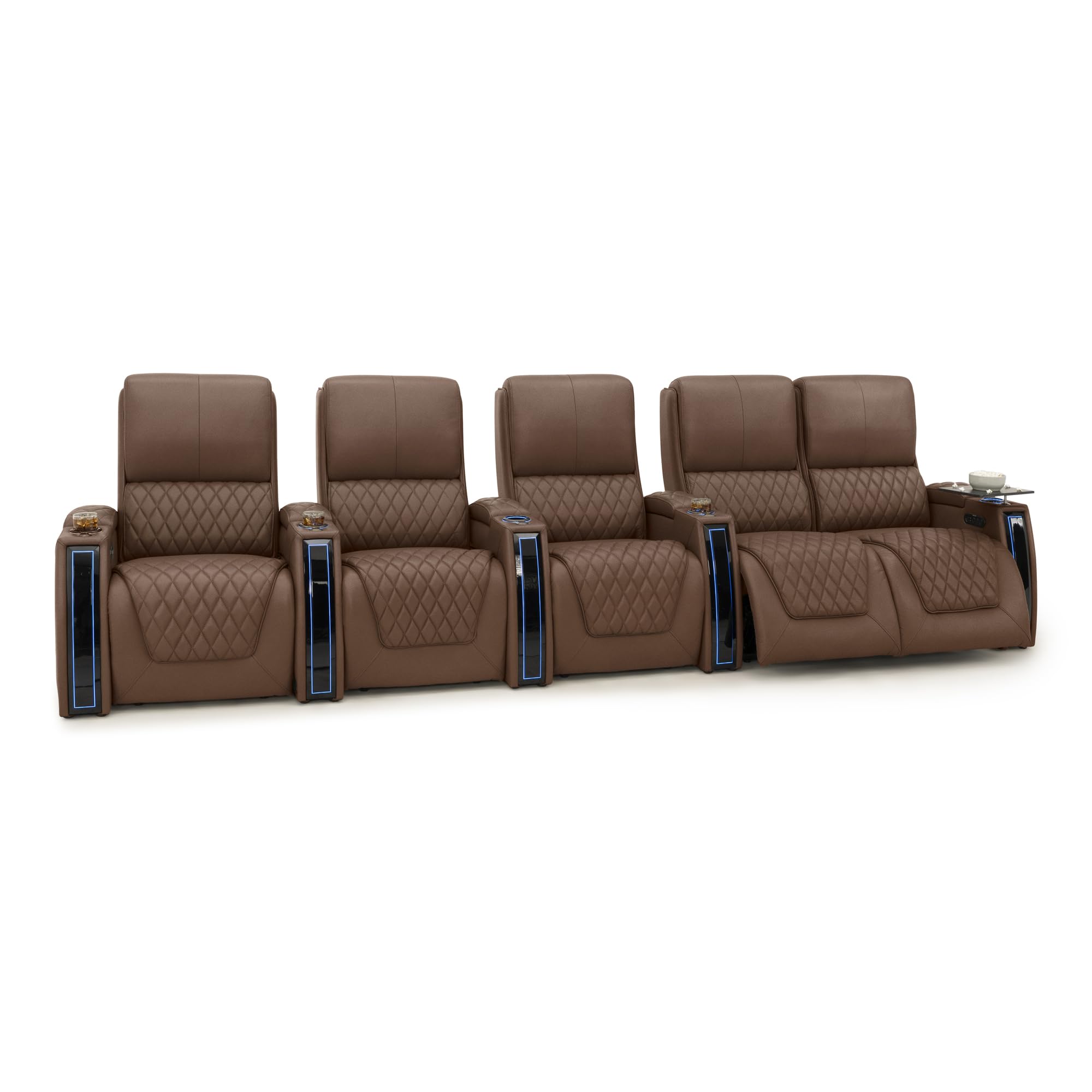 Seatcraft Apex Home Theater Seating Tobacco Row of 5 Right Loveseat