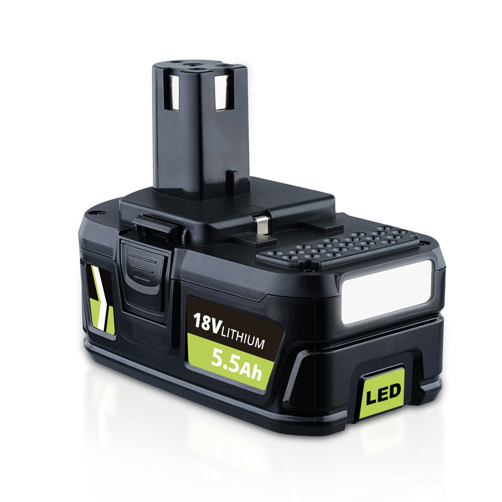 2x 5.5Ah Replacement for Ryobi 18V Battery with LED Indicator Compatible with P102 P103 P104 P105 P106 P107 P108 RB18L50 RB18L40 RB18L25 RB18L15 RB18L13 and BPL-1815 Cordless Tools