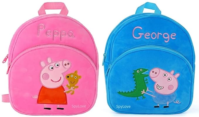School Bag Combo ( Peppa ) - Kids/Velvet/Children/Toddler/Nursery School Bag, Age 2 To 6 Year Child ( 10 L ) - 28 cm