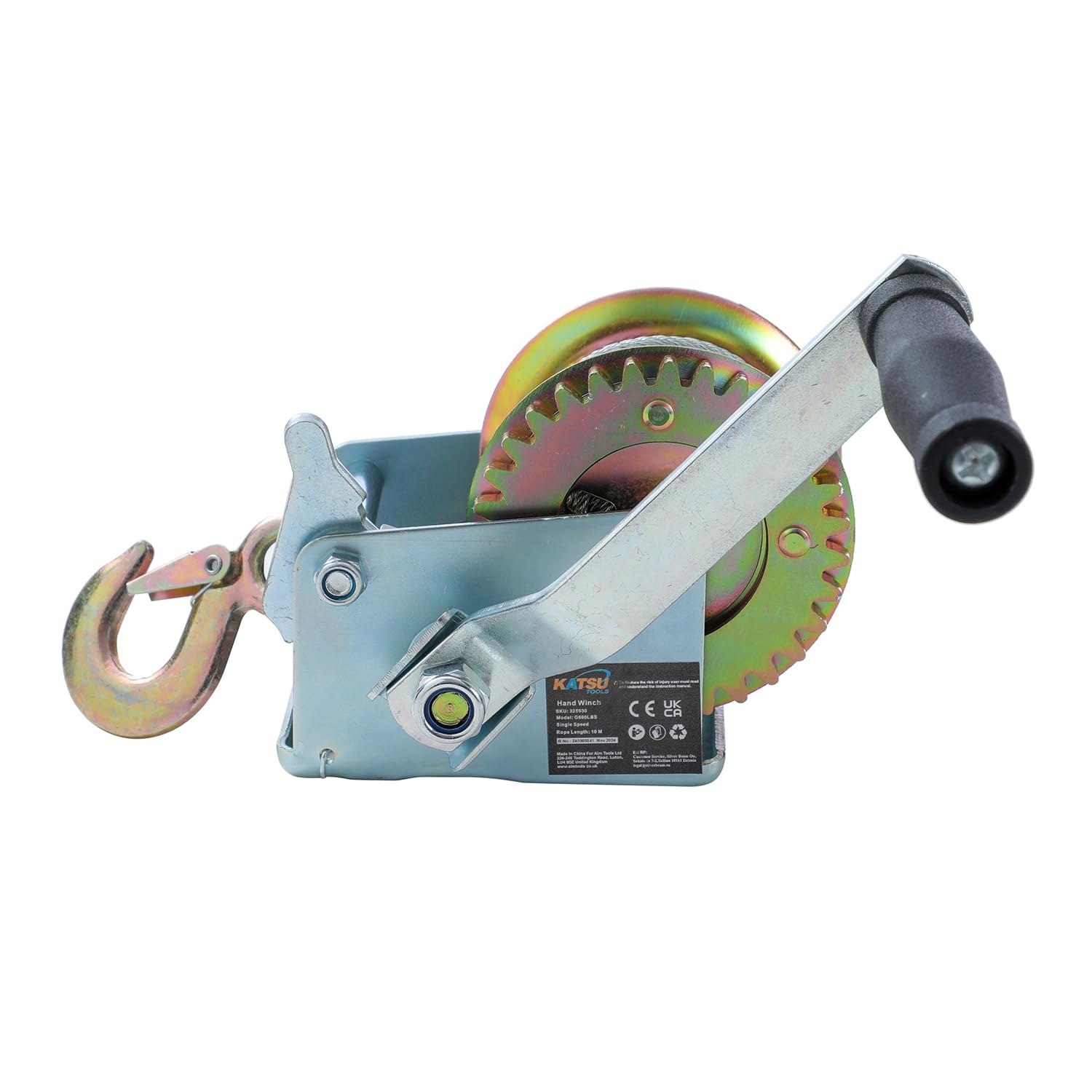 KATSU Tools Cabrestante Manual 600lbs 270kg con Cable de Acero de 10m, para Remolques de Coche, Barco, Camión y Recuperación de Emergencias para SUV ATV UTV 325930