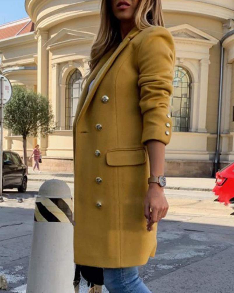 Tomwell Femme Manteau Jacket Trench Coat Gilet Blazer Manteau Hiver Femme Bouton de Mode Long Veste OL Vintage Chaud Manches Longues en Laine