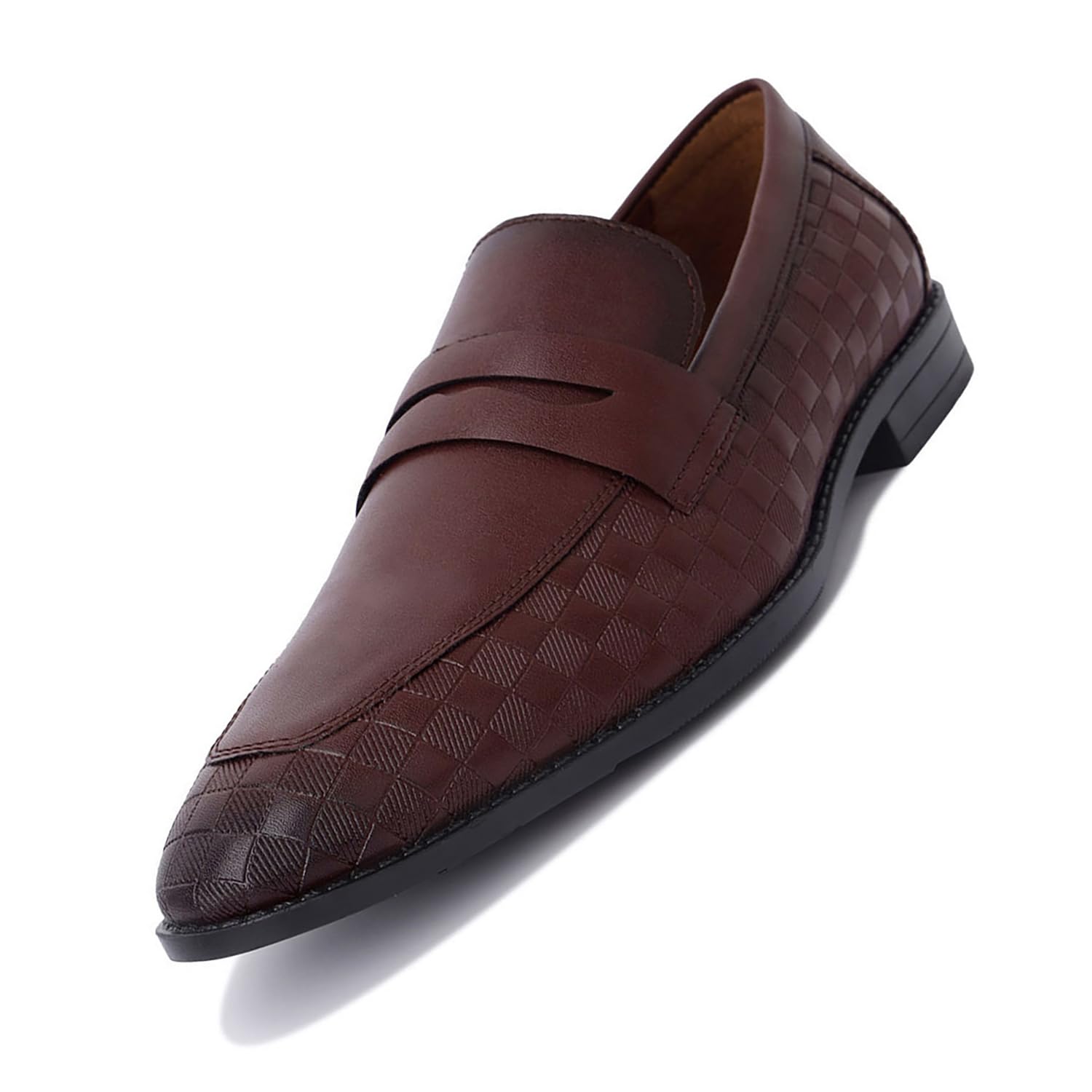 Formal Loafer Shoes for Men| Slip-On Moccasins with Embossed Detailing | Solid Russet Tan | Ideal for Business, Casual, Parties (LSRGMCSQRW)-image-8