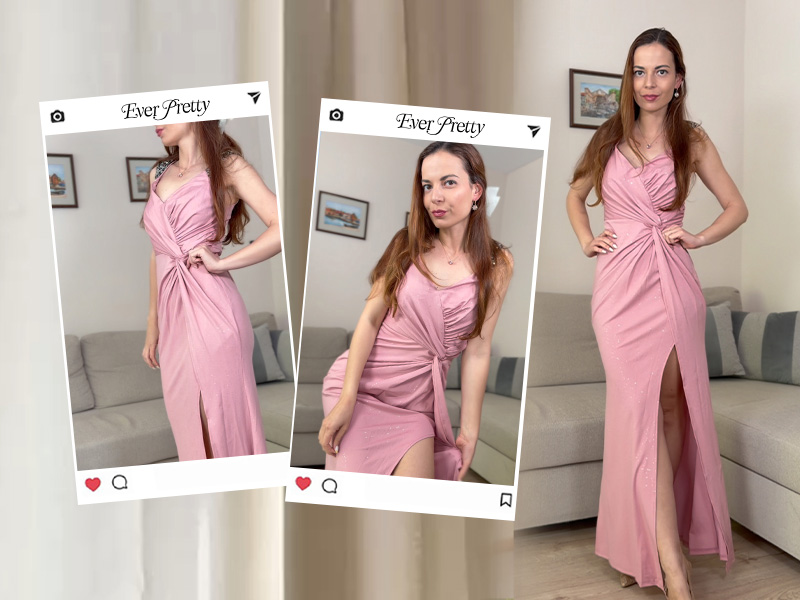 she dresses very pretty Ever-Pretty Sheer Sweetheart Double Layer Pleated Evening Dress